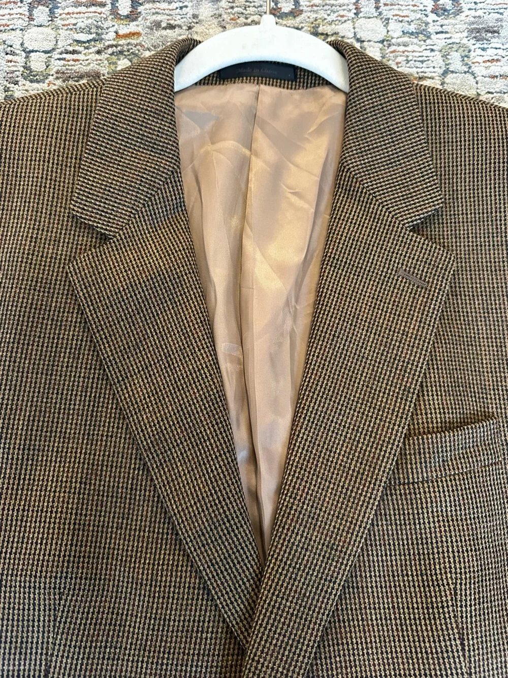 Ralph Lauren Brown Houndstooth 100% Wool Blazer Sport Jacket Mens 42L